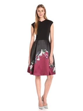TED BAKER DRESS MHIA BEJEWELLED SHADOWS BIRD PRINT